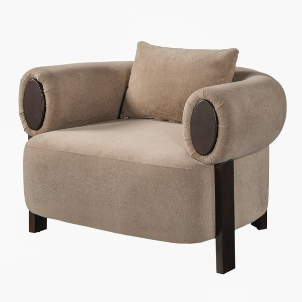 English Elm Audrey Armchair Wrap Around Solid Wood Frame Scandinavian Lounge Reading Chair Brown 38.5 L x 34.5 W x 27 H Single N776P507258B