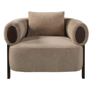 English Elm Audrey Armchair Wrap Around Solid Wood Frame Scandinavian Lounge Reading Chair Brown 38.5 L x 34.5 W x 27 H Single N776P507258B