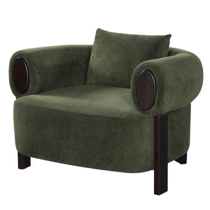 English Elm Upholstered Lounge Chairs with Solid Wood Frame for Modern Living Rooms Pair Olive Green Set of 2 N776P507258G-2