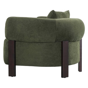 English Elm Audrey Armchair Wrap Around Solid Wood Frame Scandinavian Lounge Reading Chair Olive Green 38.5 L x 34.5 W x 27 H Single N776P507258G