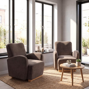 English Elm Audrey Armchair Wrap Around Solid Wood Frame Scandinavian Lounge Reading Chair Dark Brown 30.5 L x 34.5 W x 34 H Set of 2 N776P507260D-2