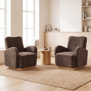 English Elm Audrey Armchair Wrap Around Solid Wood Frame Scandinavian Lounge Reading Chair Dark Brown 30.5 L x 34.5 W x 34 H Set of 2 N776P507260D-2