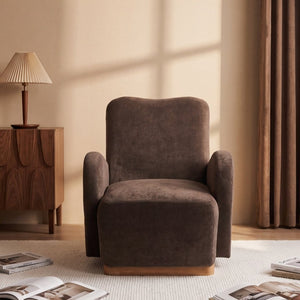 English Elm Audrey Armchair Wrap Around Solid Wood Frame Scandinavian Lounge Reading Chair Dark Brown 30.5 L x 34.5 W x 34 H Single N776P507260D