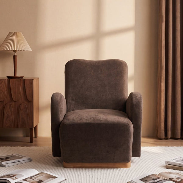 English Elm Audrey Armchair Wrap Around Solid Wood Frame Scandinavian Lounge Reading Chair Dark Brown 30.5 L x 34.5 W x 34 H Single N776P507260D