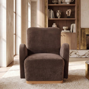 English Elm Audrey Armchair Wrap Around Solid Wood Frame Scandinavian Lounge Reading Chair Dark Brown 30.5 L x 34.5 W x 34 H Single N776P507260D
