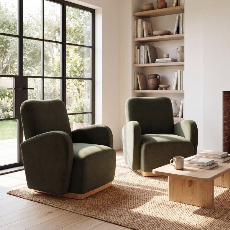 English Elm Upholstered Accent Chair Set of 2 with Solid Wood Base for Modern Living Spaces N776P507260G-2