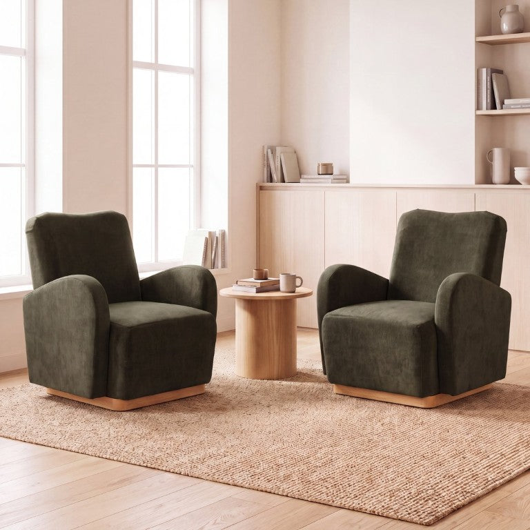 English Elm Upholstered Accent Chair Set of 2 with Solid Wood Base for Modern Living Spaces N776P507260G-2