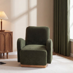 English Elm Audrey Armchair Wrap Around Solid Wood Frame Scandinavian Lounge Reading Chair Olive Green 30.5 L x 34.5 W x 34 H Single N776P507260G