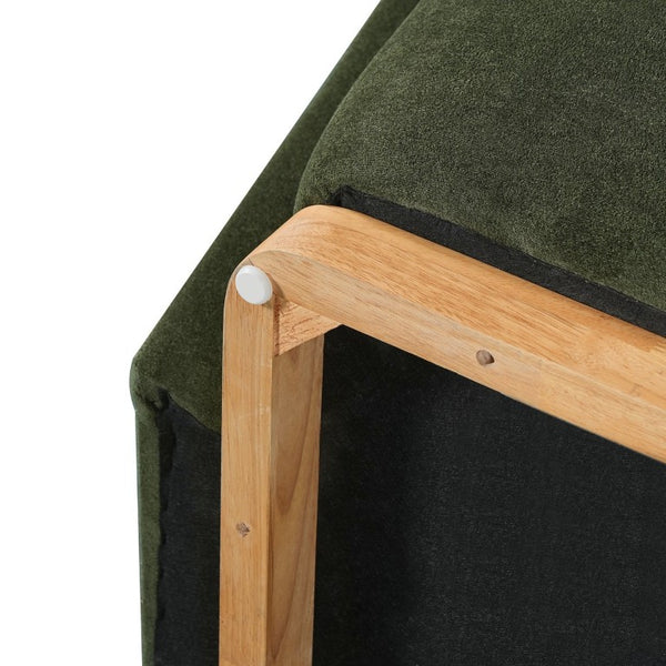 English Elm Audrey Armchair Wrap Around Solid Wood Frame Scandinavian Lounge Reading Chair Olive Green 30.5 L x 34.5 W x 34 H Single N776P507260G