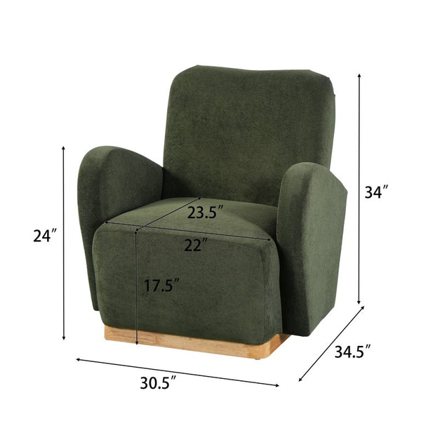 English Elm Audrey Armchair Wrap Around Solid Wood Frame Scandinavian Lounge Reading Chair Olive Green 30.5 L x 34.5 W x 34 H Single N776P507260G