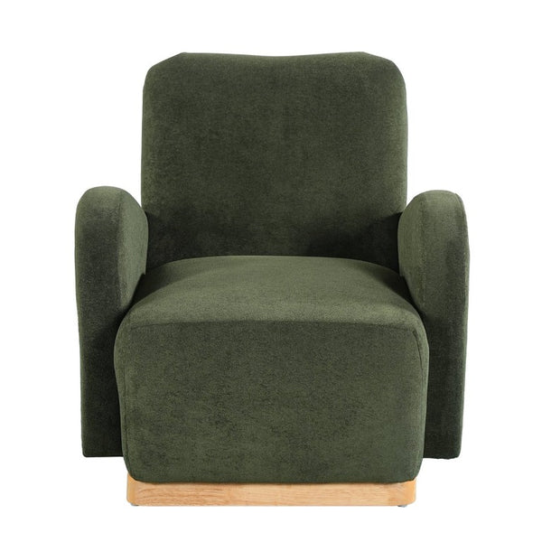 English Elm Audrey Armchair Wrap Around Solid Wood Frame Scandinavian Lounge Reading Chair Olive Green 30.5 L x 34.5 W x 34 H Single N776P507260G