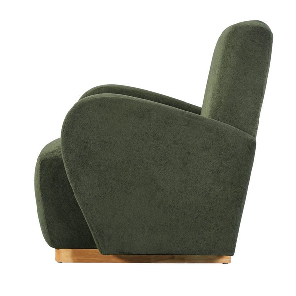 English Elm Audrey Armchair Wrap Around Solid Wood Frame Scandinavian Lounge Reading Chair Olive Green 30.5 L x 34.5 W x 34 H Single N776P507260G