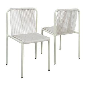 English Elm Outdoor Handwoven Rope Armless Dining Chairs Resort Style Patio Seating Set of 2 N776P507717W