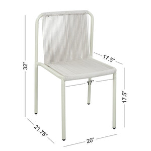 English Elm Outdoor Handwoven Rope Armless Dining Chairs Resort Style Patio Seating Set of 2 N776P507717W
