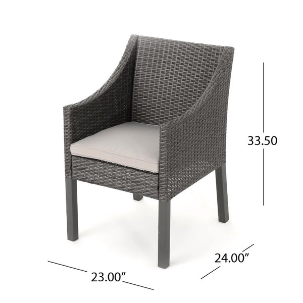 English Elm Antibes Outdoor Dining Chairs Set of 2 Handwoven PE Wicker All Weather Patio Grey N776P507718G