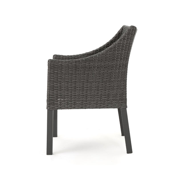 English Elm Antibes Outdoor Dining Chairs Set of 2 Handwoven PE Wicker All Weather Patio Grey N776P507718G