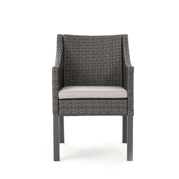 English Elm Antibes Outdoor Dining Chairs Set of 2 Handwoven PE Wicker All Weather Patio Grey N776P507718G