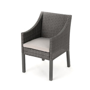 English Elm Antibes Outdoor Dining Chairs Set of 2 Handwoven PE Wicker All Weather Patio Grey N776P507718G