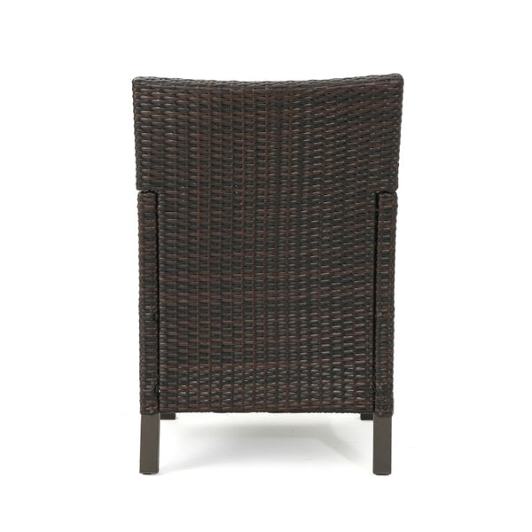 English Elm Antibes Outdoor Dining Chairs Set of 2 Handwoven PE Wicker All Weather Patio Brown Multi N776P507719B