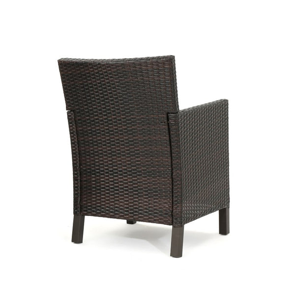 English Elm Antibes Outdoor Dining Chairs Set of 2 Handwoven PE Wicker All Weather Patio Brown Multi N776P507719B