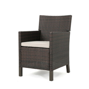 English Elm Antibes Outdoor Dining Chairs Set of 2 Handwoven PE Wicker All Weather Patio Brown Multi N776P507719B