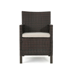 English Elm Antibes Outdoor Dining Chairs Set of 2 Handwoven PE Wicker All Weather Patio Brown Multi N776P507719B