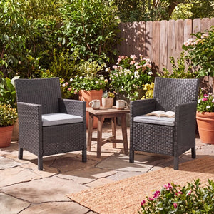English Elm Cypress Outdoor Dining Chairs Handwoven PE Wicker All Weather Patio Set of Two N776P507719G