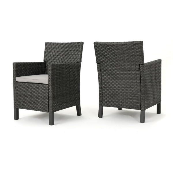 English Elm Cypress Outdoor Dining Chairs Handwoven PE Wicker All Weather Patio Set of Two N776P507719G