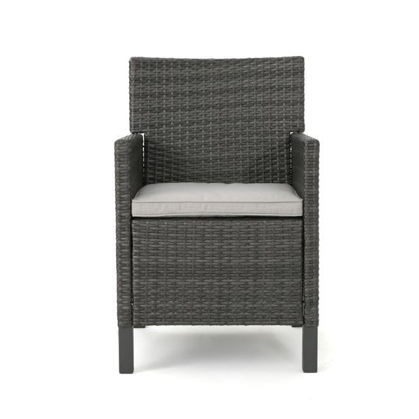 English Elm Cypress Outdoor Dining Chairs Handwoven PE Wicker All Weather Patio Set of Two N776P507719G