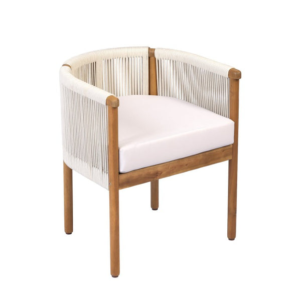 English Elm Outdoor Acacia Wood Dining Chairs with Braided Rope Weave Scandinavian Patio Style Beige Set of 4 N776P508223B-2