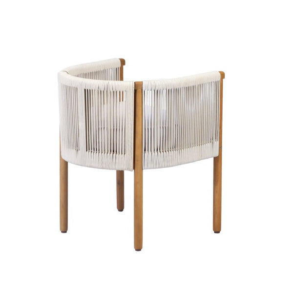 English Elm Outdoor Acacia Wood Dining Chairs with Braided Rope Weave Scandinavian Patio Style Beige Set of 4 N776P508223B-2