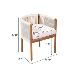 English Elm Outdoor Acacia Wood Dining Chairs with Braided Rope Weave Scandinavian Patio Style Beige Set of 4 N776P508223B-2