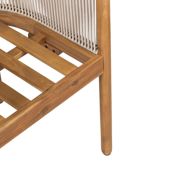 English Elm Outdoor Acacia Wood Dining Chairs with Braided Rope Weave Scandinavian Patio Style Beige Set of 4 N776P508223B-2