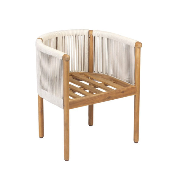 English Elm Outdoor Acacia Wood Dining Chairs with Braided Rope Weave Scandinavian Patio Style Beige Set of 4 N776P508223B-2