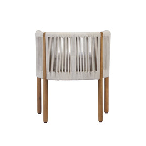 English Elm Outdoor Acacia Wood Dining Chairs with Braided Rope Weave Scandinavian Patio Style Beige Set of 4 N776P508223B-2