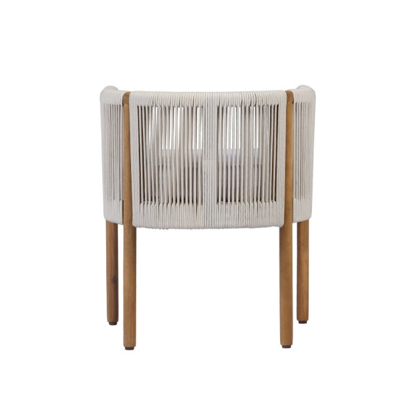 English Elm Outdoor Acacia Wood Dining Chairs with Braided Rope Weave Scandinavian Patio Style Beige Set of 4 N776P508223B-2