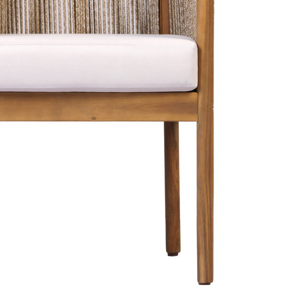 English Elm Outdoor Acacia Wood Dining Chairs with Braided Rope Weave Scandinavian Patio Style Brown Set of 4 N776P508223D-2