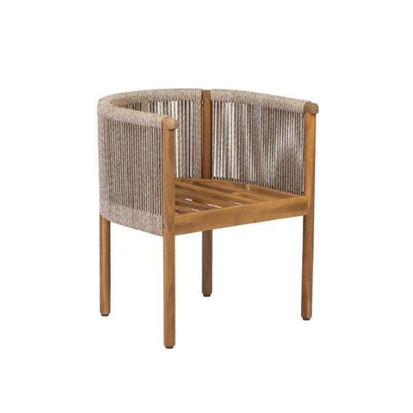 English Elm Outdoor Acacia Wood Dining Chairs with Braided Rope Weave Scandinavian Patio Style Brown Set of 4 N776P508223D-2