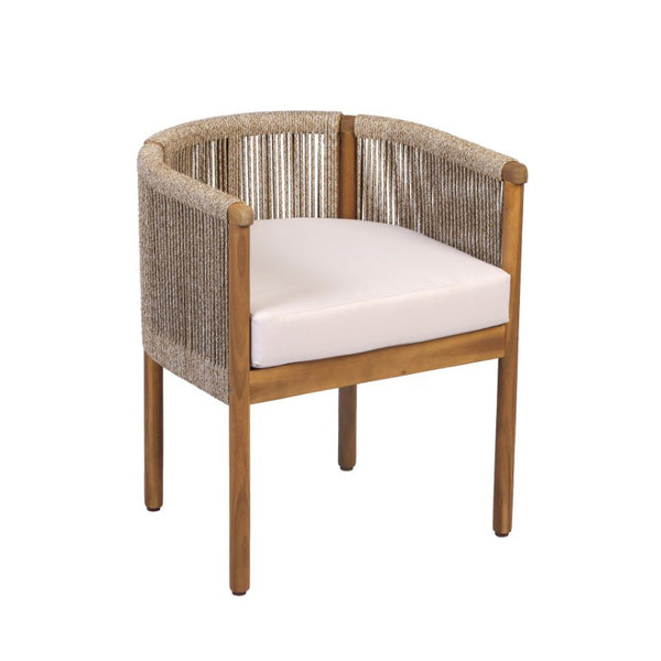 English Elm Outdoor Acacia Wood Dining Chairs with Braided Rope Weave Scandinavian Patio Style Brown Set of 4 N776P508223D-2