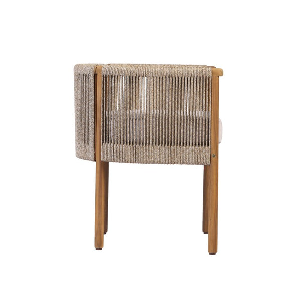 English Elm Outdoor Acacia Wood Dining Chairs with Braided Rope Weave Scandinavian Patio Style Brown Set of 2 N776P508223D