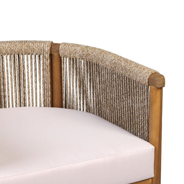 English Elm Outdoor Acacia Wood Dining Chairs with Braided Rope Weave Scandinavian Patio Style Brown Set of 2 N776P508223D