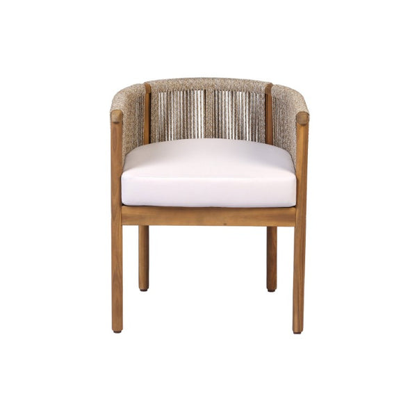 English Elm Outdoor Acacia Wood Dining Chairs with Braided Rope Weave Scandinavian Patio Style Brown Set of 2 N776P508223D