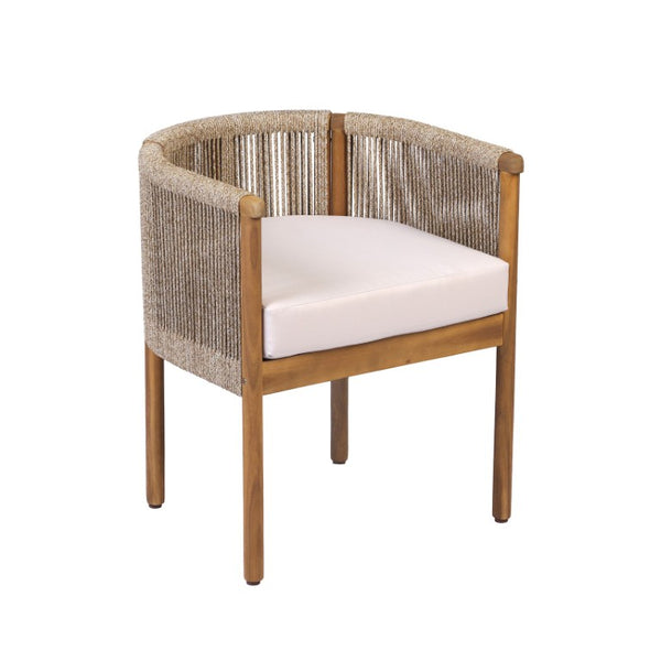 English Elm Outdoor Acacia Wood Dining Chairs with Braided Rope Weave Scandinavian Patio Style Brown Set of 2 N776P508223D