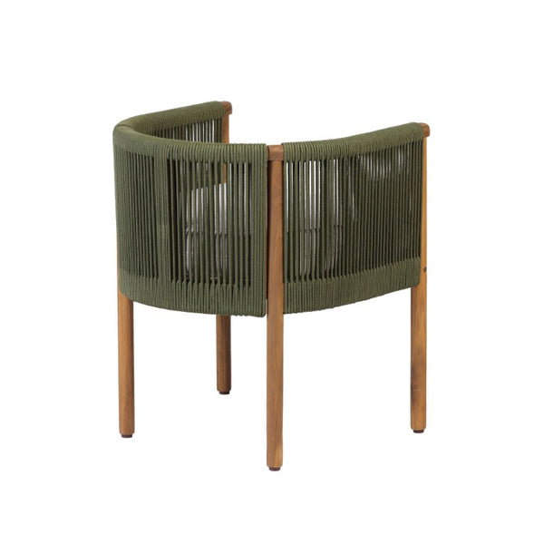 English Elm Outdoor Acacia Wood Dining Chairs with Braided Rope Weave Scandinavian Patio Style Green Set of 4 N776P508223G-2