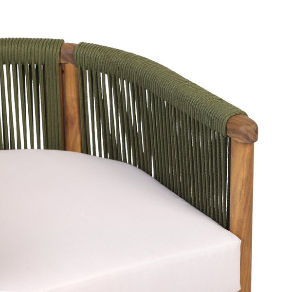 English Elm Outdoor Acacia Wood Dining Chairs with Braided Rope Weave Scandinavian Patio Style Green Set of 4 N776P508223G-2