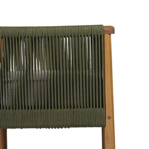 English Elm Outdoor Acacia Wood Dining Chairs with Braided Rope Weave Scandinavian Patio Style Green Set of 2 N776P508223G