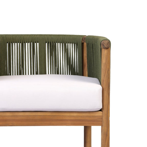 English Elm Outdoor Acacia Wood Dining Chairs with Braided Rope Weave Scandinavian Patio Style Green Set of 2 N776P508223G