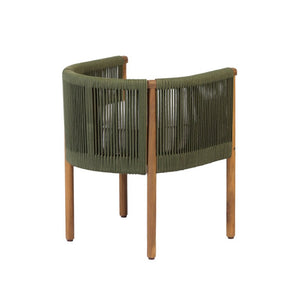 English Elm Outdoor Acacia Wood Dining Chairs with Braided Rope Weave Scandinavian Patio Style Green Set of 2 N776P508223G