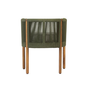 English Elm Outdoor Acacia Wood Dining Chairs with Braided Rope Weave Scandinavian Patio Style Green Set of 2 N776P508223G