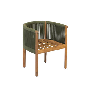 English Elm Outdoor Acacia Wood Dining Chairs with Braided Rope Weave Scandinavian Patio Style Green Set of 2 N776P508223G